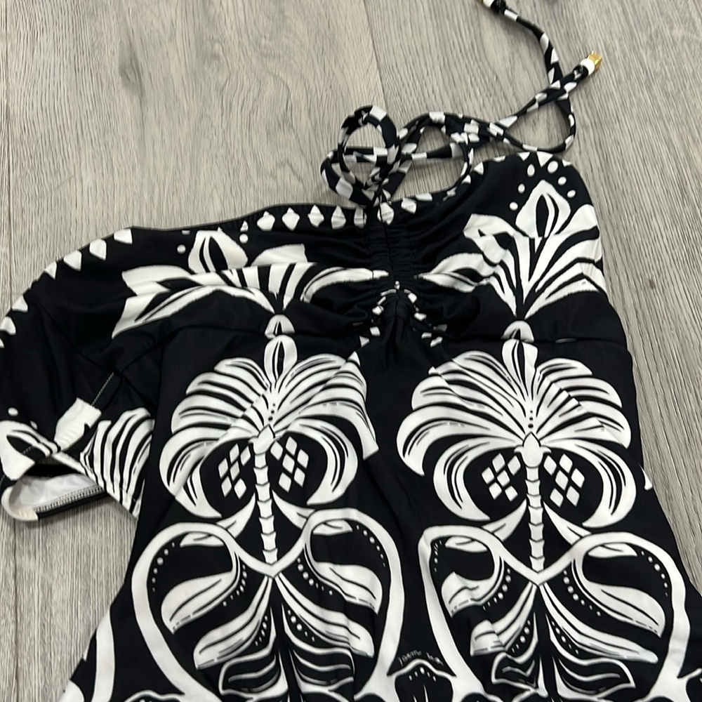 Farm Rio Black Flowers Leopards One-Piece Swimsuit - Picture 3 of 7